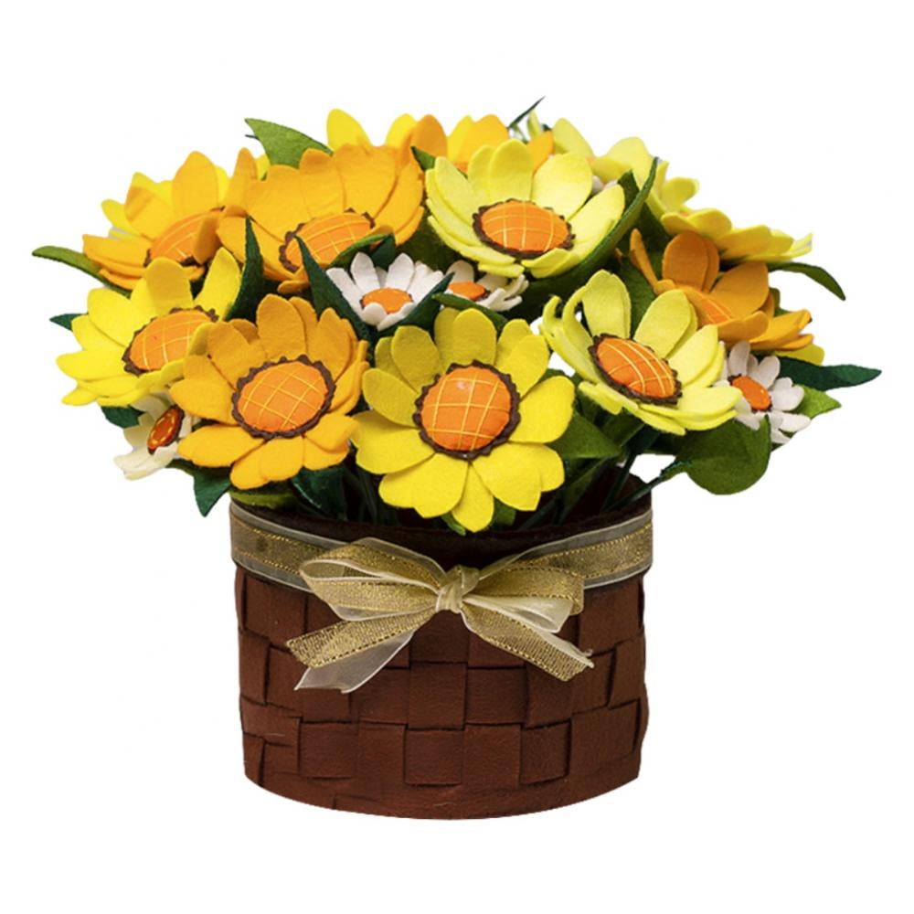 Felt flower Sunflower embellishment Sunflower decor Felt sunflower 4 pieces Sunflower accent