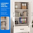 thumbnail image 5 of Uforic Wood File Cabinet with Lock & 2 Drawers, Heavy Duty Filing Cabinets with Doors& Adjustable Shelves, Tool Big Storage Cabinets for Home Office, White, 5 of 10