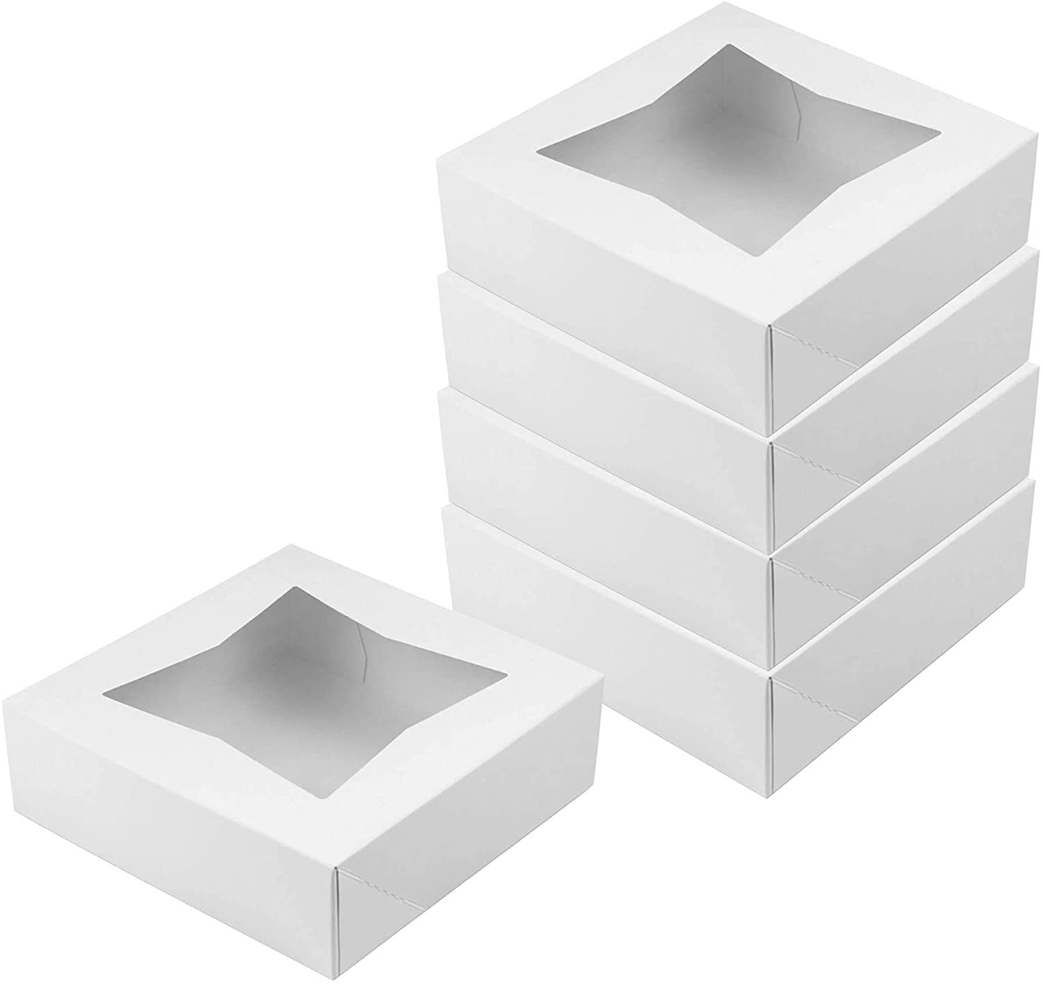 8x8x2.5” Bakery Boxes With WindowPackPastry Boxes with Window 12 White