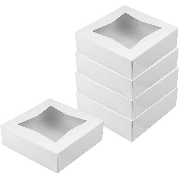 OCreme White Bakery Boxes with Window, Display Pies, Pastries, Cupcakes and  Cookies Paperboard White Kraft Auto-Popup Window Cake Boxes, Pie Pastry  Container Carrier 5-PK, 8