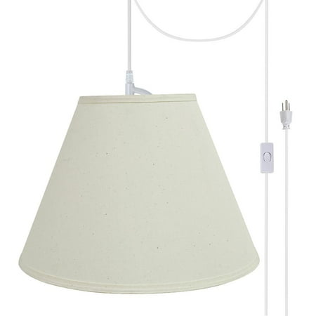 

Aspen Creative 72153-21 Two-Light Plug-In Swag Pendant Light Conversion Kit with Transitional Hardback Empire Fabric Lamp Shade Off White 15 width