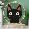 thumbnail image 3 of Merry Christmas Black Cat DIY Stamped Cross Stitch Kits Easy for Beginners with Hoop 11CT Counted Embroidery Needlepoint Crafts Arts for Handmade Enthusiasts and Home Decor 30x30cm(1), 3 of 8