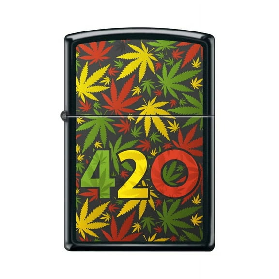 Zippo Lighter - Personalized Custom Message Engraved on Back for Leaf Designs Windproof Zippo Lighter (Leaf 420#Z5454)