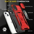 thumbnail image 3 of For Iphone 15 6.1 Triumph Rubberized Hybrid Camera Protective Case With Slide-on And Off Camera Protection Cover Rotatable Ring Stand With - Red, 3 of 8