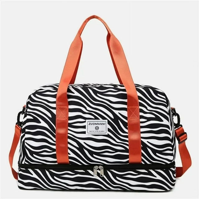 Animal Pattern Shoulder Bag Travel Storage Bag Zebra Orange