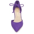 thumbnail image 2 of Zapatos de Tacón Grueso Allegra K para Mujer corbata de tobillo punta puntiaguda Morado 38, 2 of 6