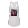 thumbnail image 2 of Wild Bobby, If You're Nice I Might Let You Live With Me Colorful Cat Animal Lover Ladies Racerback Tank Top, White, Large, 2 of 3