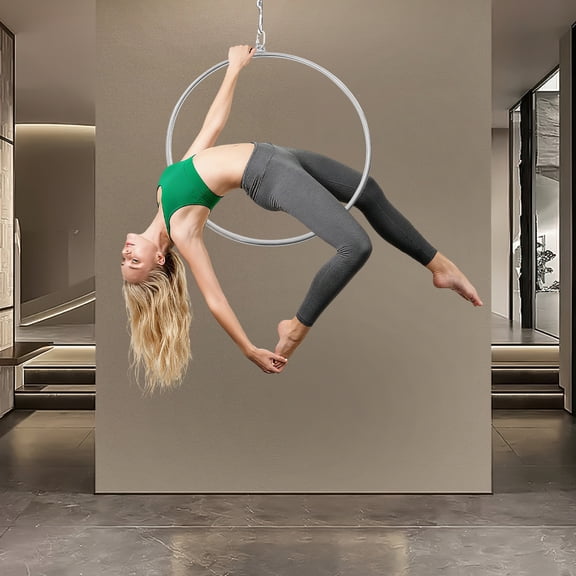 85cm Aerial Lyra Hoop Kit, Single Point Steel Ring for Aerial Dance & Fitness, 350kg/770lbs Capacity, Complete Set with Swivel & Extension Strap