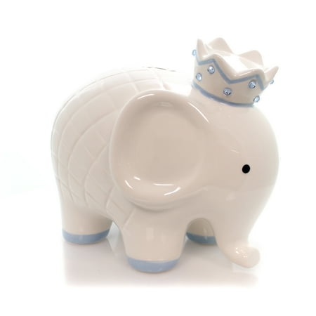 Bank White/Blue Coco Elephant Bank Ceramic Baby Hand Painted 3781Bl