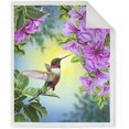 thumbnail image 2 of Hummingbird Floral Blanket Gifts for Women Kids Girls Mom Pink Flowers Bird Home Bedroom Mother''s Day Decor Soft Cozy Lightweight Plush Sherpa Throw Blanket 50"x60", 2 of 6