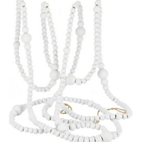 12 Feet Wood Bead Garland,Christmas Wooden Beads Garland,Round Craft Farmhouse Vintage Wood Bead Garlands for Xmas Decoration Supplies,Hanging Holiday Decorations(White)