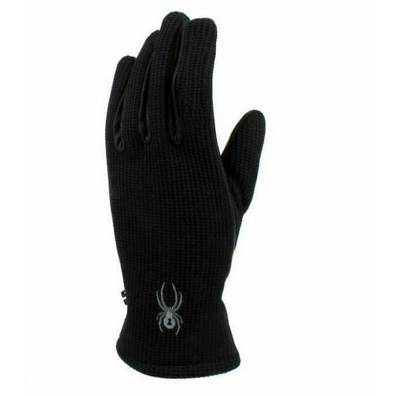 Spyder Leather Palm Stretchable Gloves, Black - Size Small