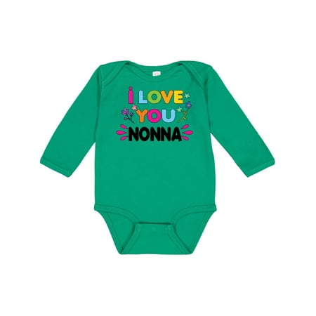 

Inktastic I Love You Nonna with Flowers Gift Baby Girl Long Sleeve Bodysuit