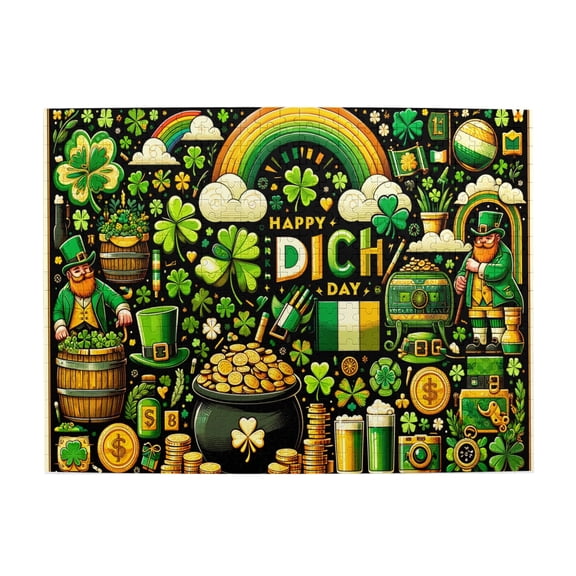 500 PCS Saint Patrick'S Day Decor Puzzles For Adults 500 Pieces,Stunningly Vibrant Colors,Relax And Enjoy The Fun Of Solving Puzzles,Classic Festival Decoration,Home Wall Decor,Wooden Puzzle