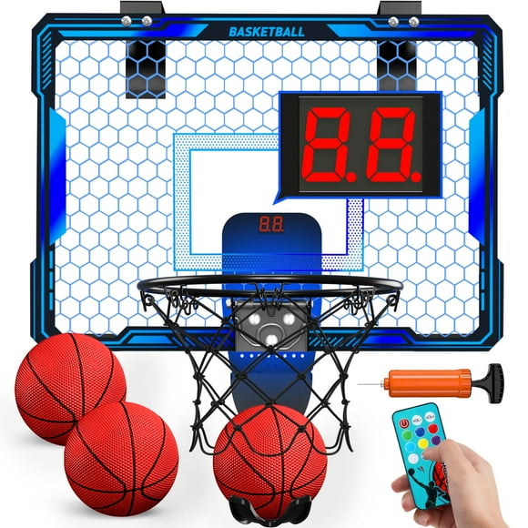 Canasta de baloncesto HYES con mando a distancia para interiores y luces LED