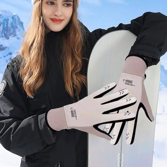 SPOORYYO Winter And Autumn Thick Warm Fleece Lined Unisex Outdoor Sports Cold Resistant Touch Screen Thermal Gloves For Driving Cycling Skiing