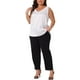 thumbnail image 2 of Camisetas sin mangas de satén de seda para mujer de tallas grandes Agnes Orinda, blusas casuales de cuello en V, camisetas básicas de verano 2X blancas, 2 of 6