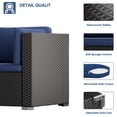 thumbnail image 5 of SOLAURA 5-Piece Outdoor Patio Furniture Sofa Set, Rattan Wicker Sectional Sofa with Ottoman, Glass Coffee Table & Cushions, Outdoor Conversation Set for Backyard, Garden, Porch, Dark Blue, 5 of 9