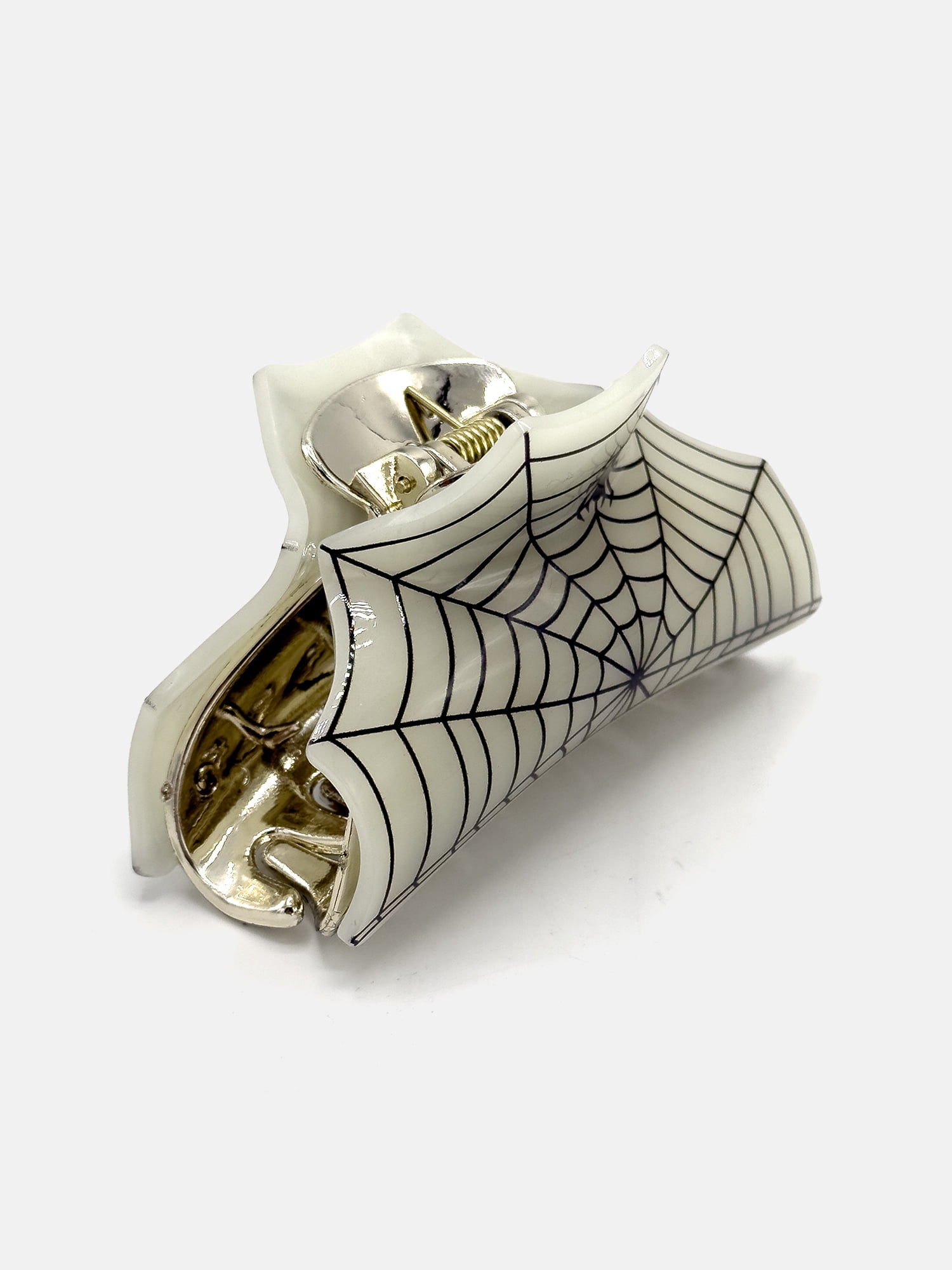 Way To Celebrate Spider Web Acrylic Hair Claw, White/Black
