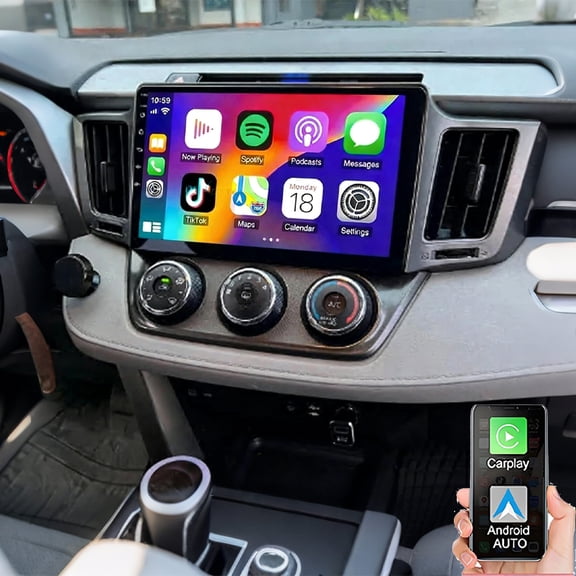 Gsuatey 4 64G Car Stereo for Toyota RAV4 2013-2018 with Wireless Carplay/Android Auto Android Car Radio, 10“ Touch Screen GPS WiFi Bluetooth FM/RDS Mirror Link SWC Backup Camera