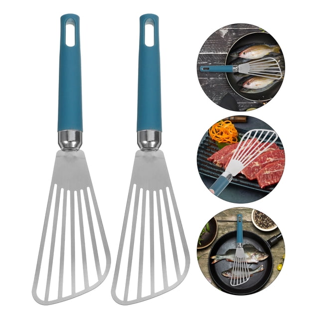 AURARMLET 2Ud Espátulas Para Acero Inoxidable Con Hueco Color Azul Para Cocina En Casa