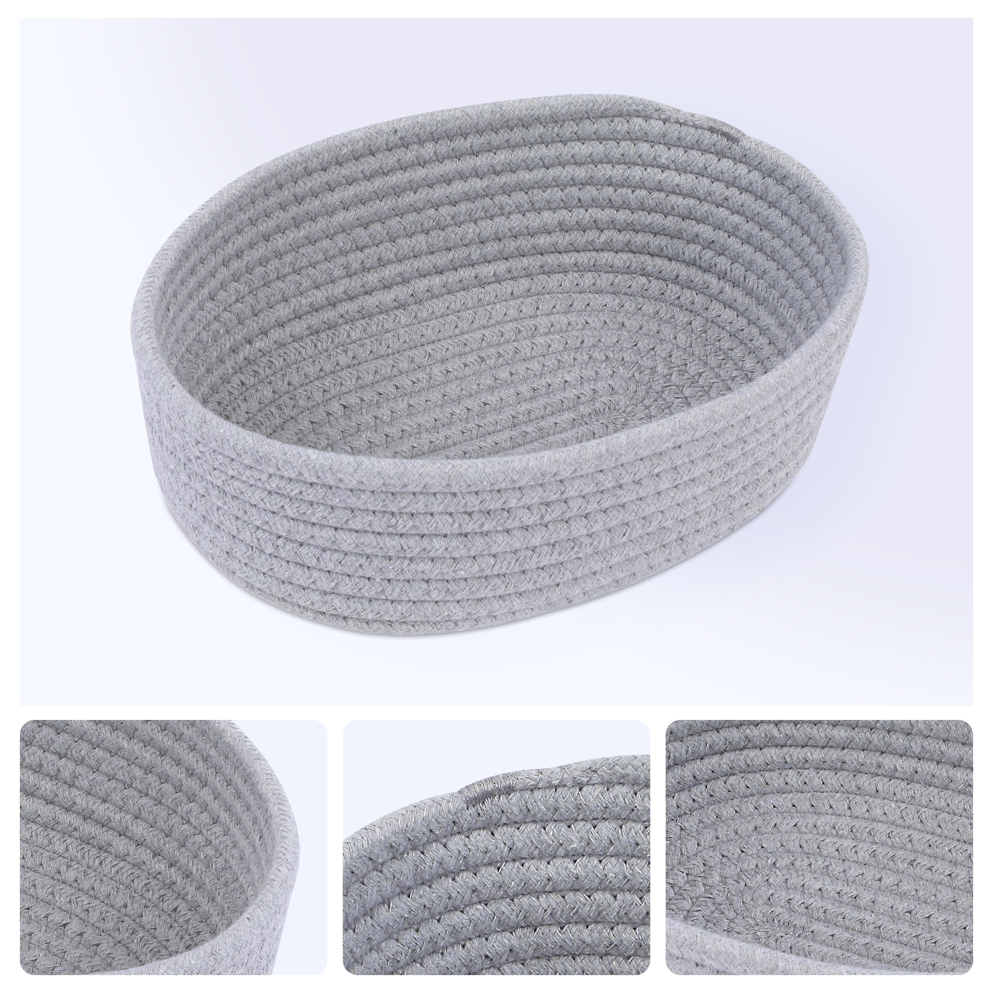 Unique Bargains 3Pcs Storage Basket for Key Tray Bowl Gray 10.2*6.3*3.1in