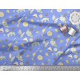 thumbnail image 2 of Soimoi Blue Rayon Fabric Star Anise,Lemon & Garlic Vegetable Printed Fabric 1 Yard 42 Inch Wide, 2 of 3