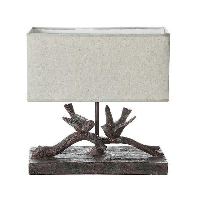Creative Co-Op Rustic Bird Lamp with Rectangle Shade