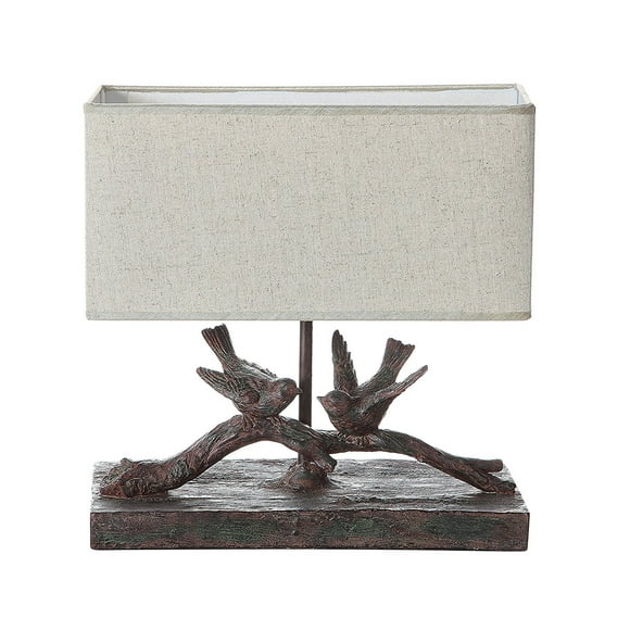 Creative Co-Op Rustic Bird Lamp with Rectangle Shade