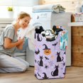thumbnail image 5 of Yayeee Freestanding Laundry Hamper with Handle Collapsible Large Storage Basket for Clothes, Purple Halloween Pumpkin, 5 of 7