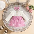 thumbnail image 2 of Gerichy Baby Long Sleeve Fall Romper Dress with Headband Baby Girl Clothes Ruffle Toddler Casual Bodysuits Infant Cute Winter Outfits 0-18 Months, 2 of 7
