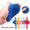 thumbnail image 3 of Cepillo de baño para mascotas de color rojo rosa (E), cepillo de silicona con diseño de flor de ciruelo, guante de baño para perros de pelo corto, cepillo de masaje para gatos, suministros, 3 of 8