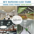 thumbnail image 4 of T8 8FT R17D Rotatable HO Base LED Tube Light 72W,270 Degree V Shaped LED Shop Light, 6000K Cool White,Clear Cover,85V-265V, 24 Pack, 4 of 5