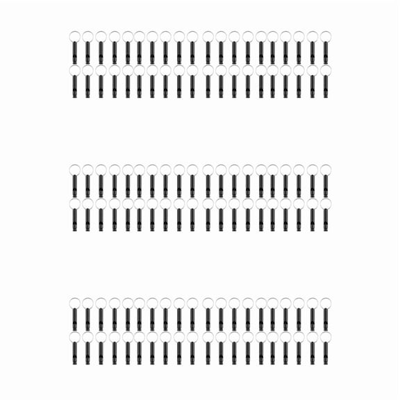 Camping and Hiking Outdoor Survival Whistles 120 Pack Aluminum with Key Chain, Black, 4.7 x 0.9 cm