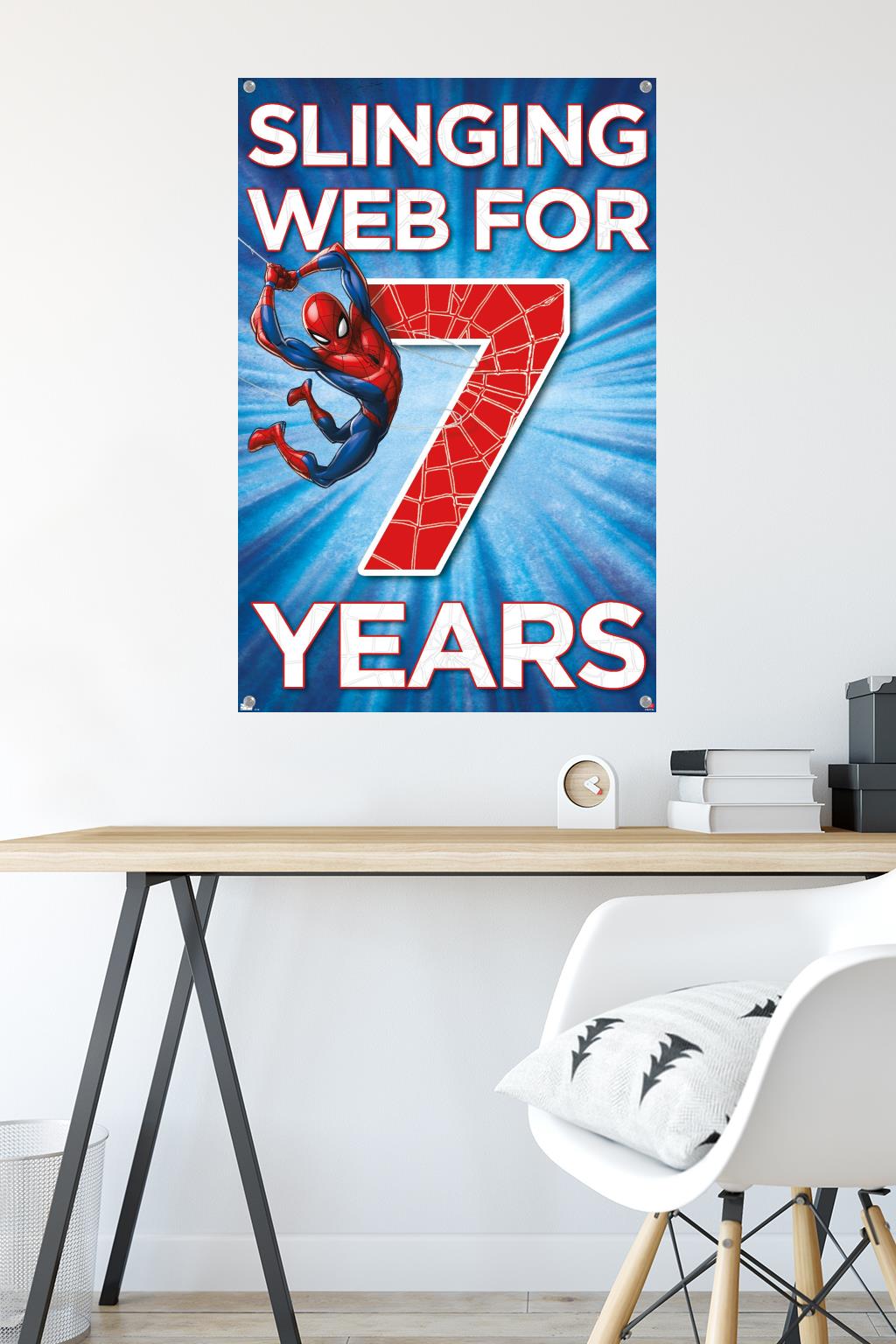Marvel Spider-Man - Happy 7th Birthday Wall Poster with Pushpins, 22.375" x 34"