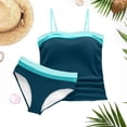 thumbnail image 3 of POUNOO Womens Tankini Swimsuits Slim Fit Strapless Color Block Stripe Ruched Detail High Waist Bathing Suits Beach Vacation Style Swimwear Gift, 3 of 5