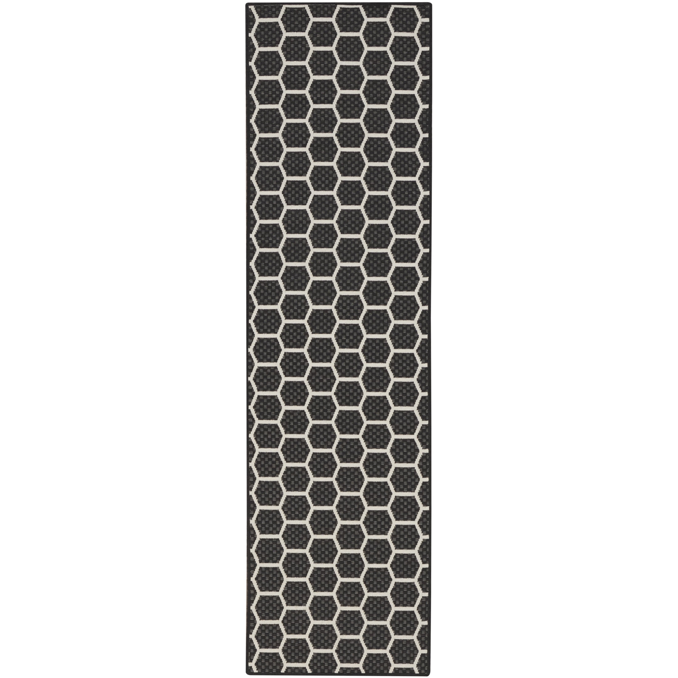 Nourison Twist Reversible 2' x 6' Black Modern Rug