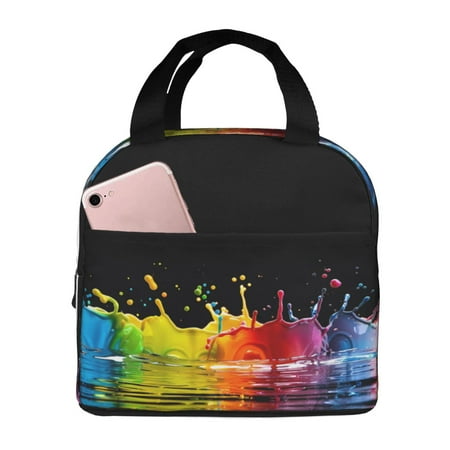 Insulated Lunch Bag for Women Men - Vibrant Color Splash Leakproof Cooler Lunch Box for Women Men  Lunch Tote Bags for Work School Picnic Travel