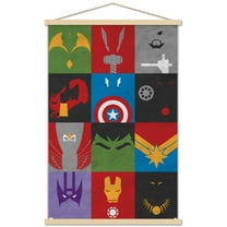 Marvel Comics Avengers - Minimalist Grid Wall Poster with Magnetic Frame, 22.375" x 34"