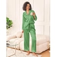 thumbnail image 4 of Ekouaer Womens Silk Satin Pajama Sets 2 Piece Sleepwear Pjs Set Long Sleeve Button Down Top and Pants Stripe Loungewear Green White Stripe L, 4 of 6