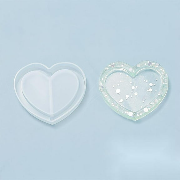 10pcs Shaker Mold Quicksand Jewelry Silicone Molds Resin Casting Molds For UV Resin Epoxy Resin Jewelry Making Heart White 45x51x8mm