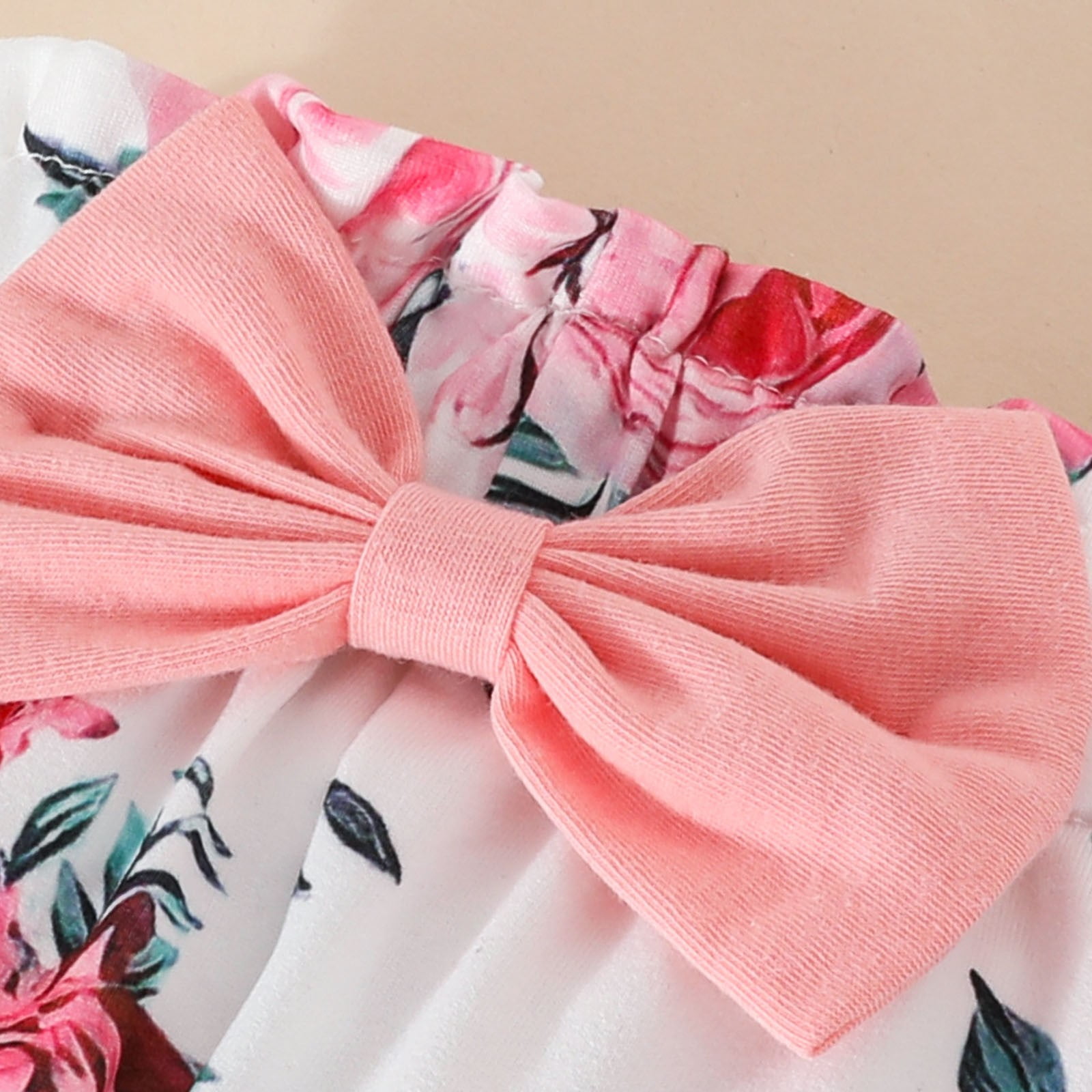 Gibobby Newborn Baby Girl Clothes Summer Knit Ribbed Floral Print Short Sleeve Romper Shorts Headband Outfit Set White 6 9 Months