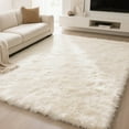 thumbnail image 3 of Ultra Soft Rug for Living Room, 4'x6' Fluffy Shag Area Rug for Bedroom, Dorm Bedside Modern Home Decor, Cream White, 3 of 8