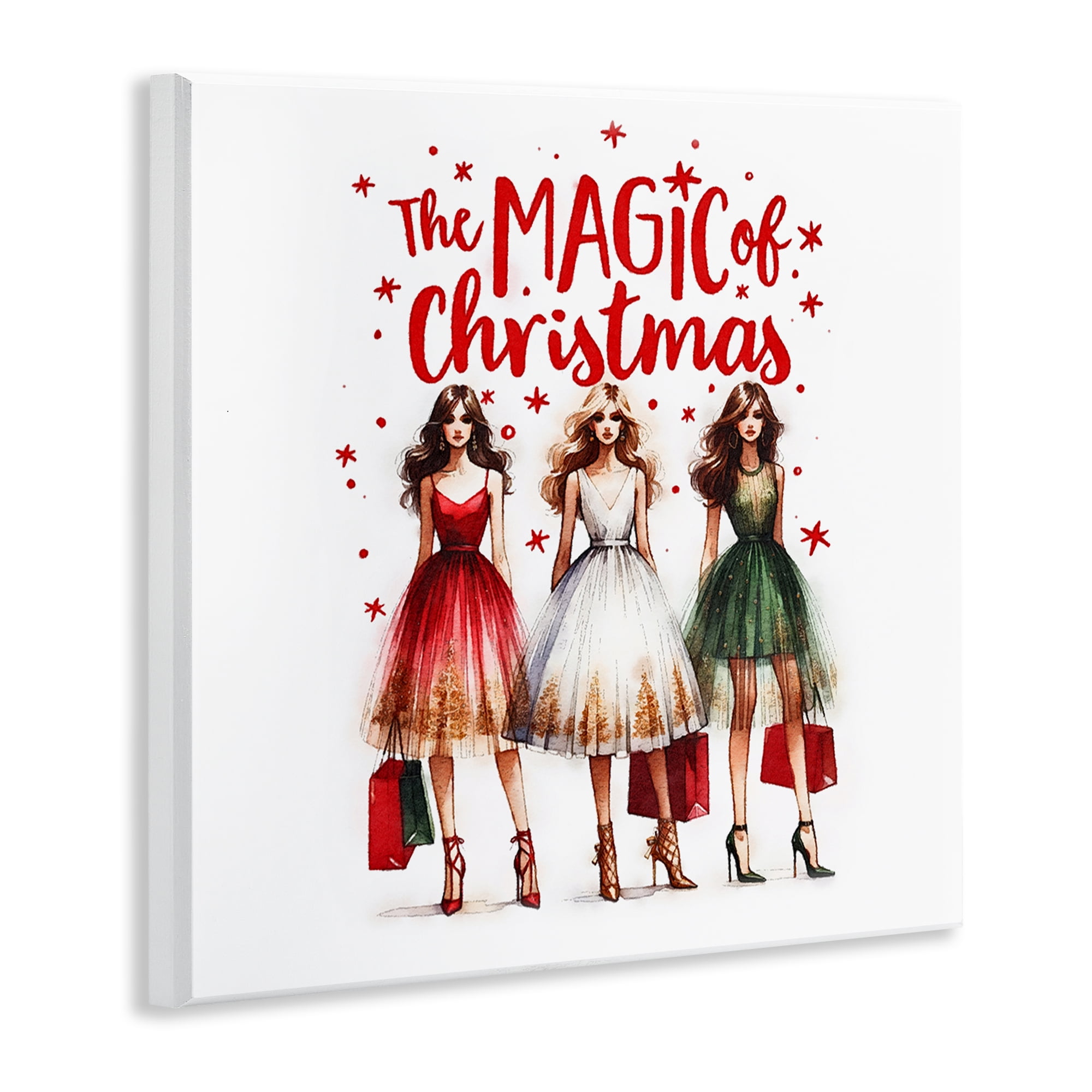 Stupell Industries Glam Magic Of Christmas Holiday Painting Unframed Art Prints Wall Art, 12 x 12