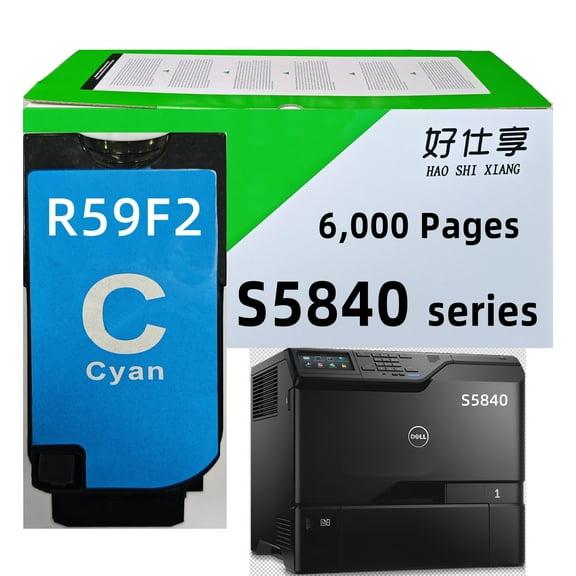 S5840 Toner Cartridge Compatible for Dell JDCTN R59F2 K83JD KT71F 593-BBXX 593-BBXU 593-BBXV 593-BBXW for S5840 S5840DN S5840CDN Printers 1Pack (R59F2 Cyan Toner)