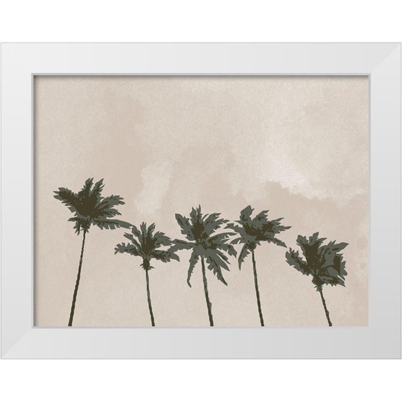 Uppsala Studio 14x12 White Modern Wood Framed Museum Art Print Titled - Windy Palm Trees
