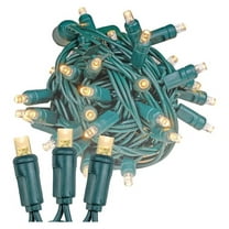 25ft 50 LED Sun Warm White Christmas Lights Outdoor/Indoor, 6" Spacing, Green Wire String Lights for Festive Xmas Lighting, IP55, UL Listed, Dimmable, Connectable