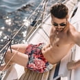 thumbnail image 2 of luoweisi Men's Beach Shorts Quick Dry Swim Trunks with Mesh Lining Coral M, 2 of 5