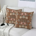 thumbnail image 4 of 2Pcs Pillow Cover 18x18 Inch Meadow Brown-Striped Seamless Floral Colorful Ornamental Home Decor Linen Throw Pillow Case Cushion Cover for Sofa Couch(Brown Flower), 4 of 6