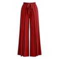 thumbnail image 4 of TEAJOPSUU Womens Pleated Wide Leg Palazzo Maxi Pants Flowy High Waist Elastic Elatic Drawstring Culottes Pants Dressy Daily Everyday Vacation Trousers Red, 4 of 5